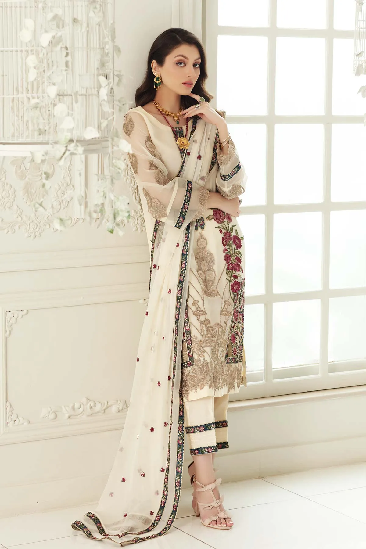 3 Pc Unstitched Embroidered Chiffon CHM21-32