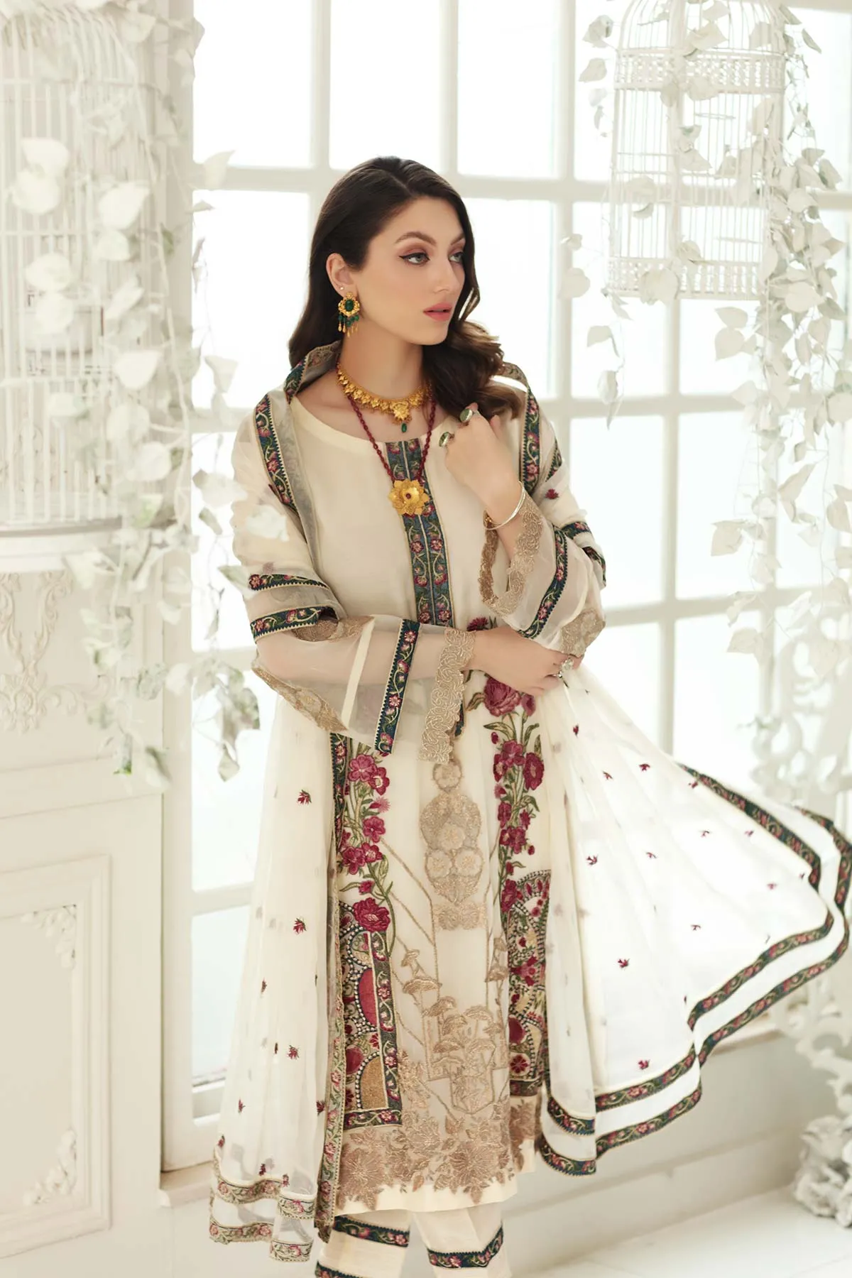 3 Pc Unstitched Embroidered Chiffon CHM21-32