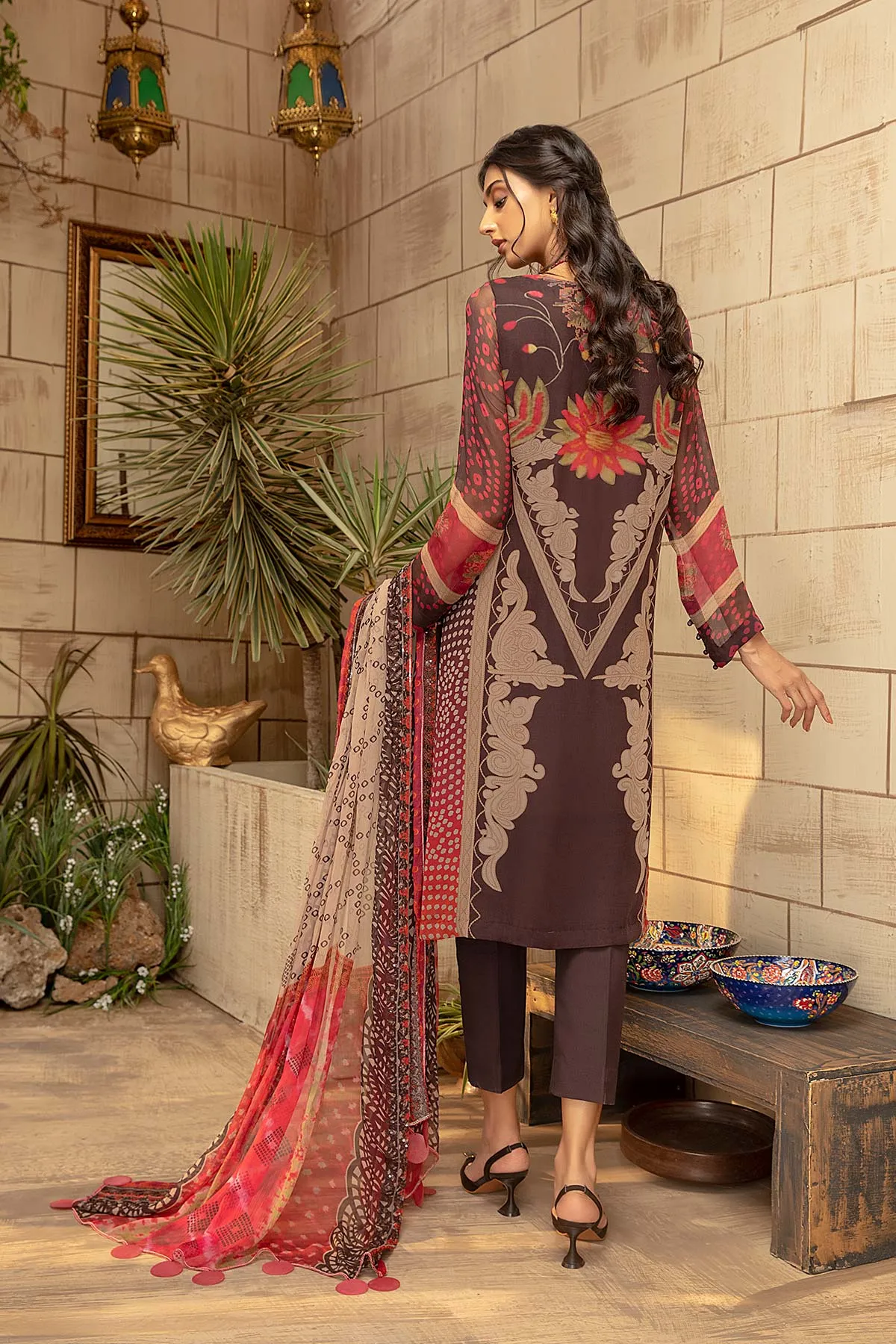 3 Pc Unstitched Embroidered Chiffon VSL21-12