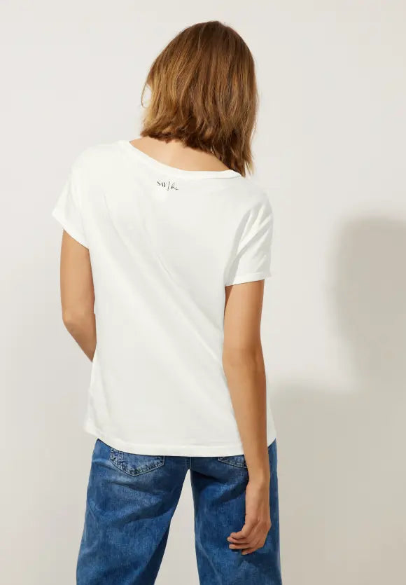 320372- Sequins Design TShirt-Off White- Street One