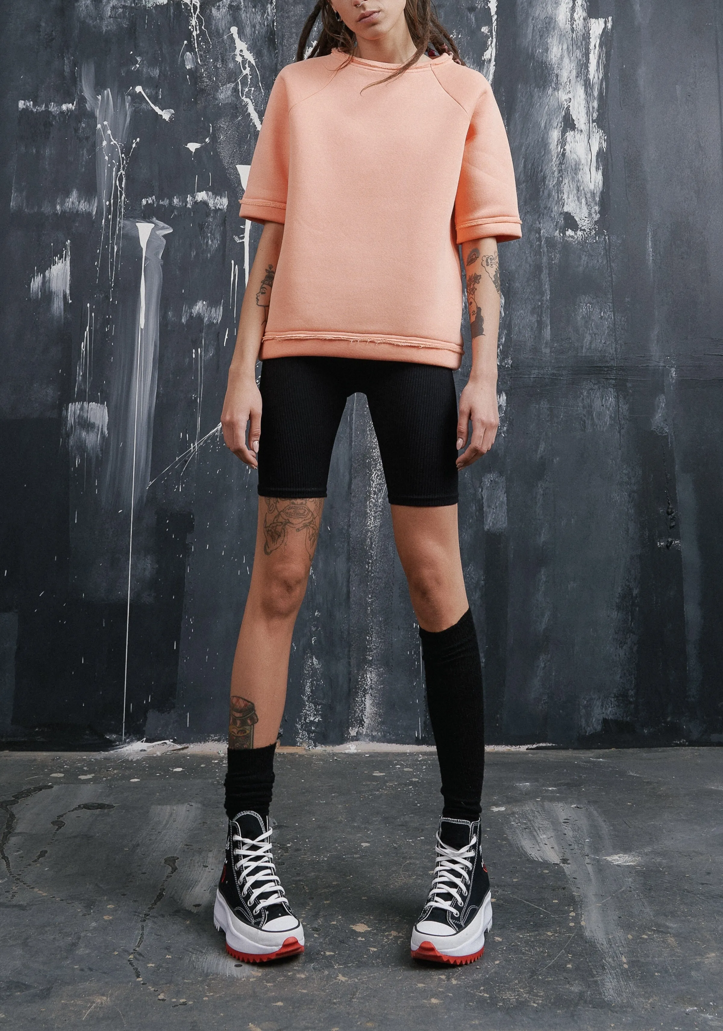 Aakasha  |Crew Neck Plain Cotton Short Sleeves Handmade Icy Color