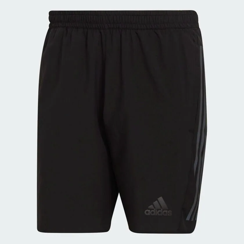 adidas Run Icons 3-Stripes Mens Running Shorts HEAT.RDY Black Reflective Pockets