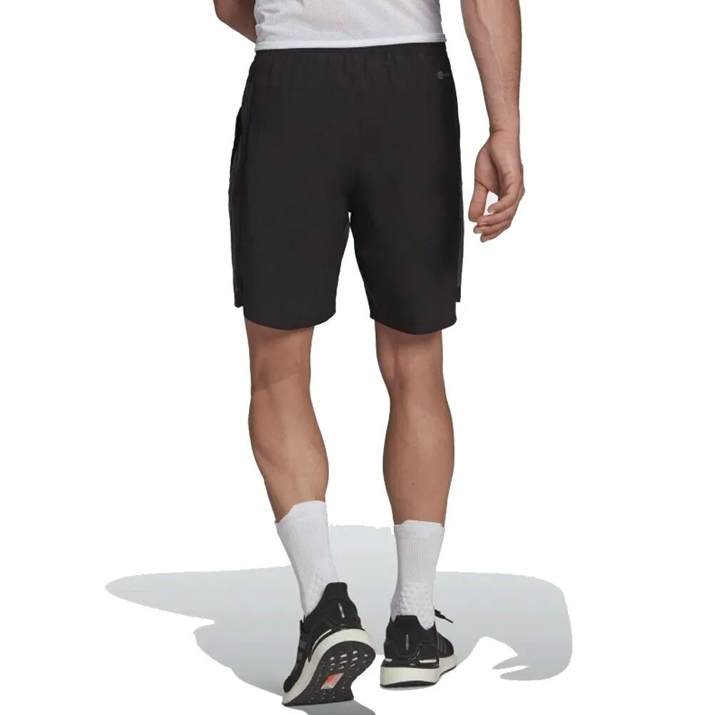 adidas Run Icons 3-Stripes Mens Running Shorts HEAT.RDY Black Reflective Pockets