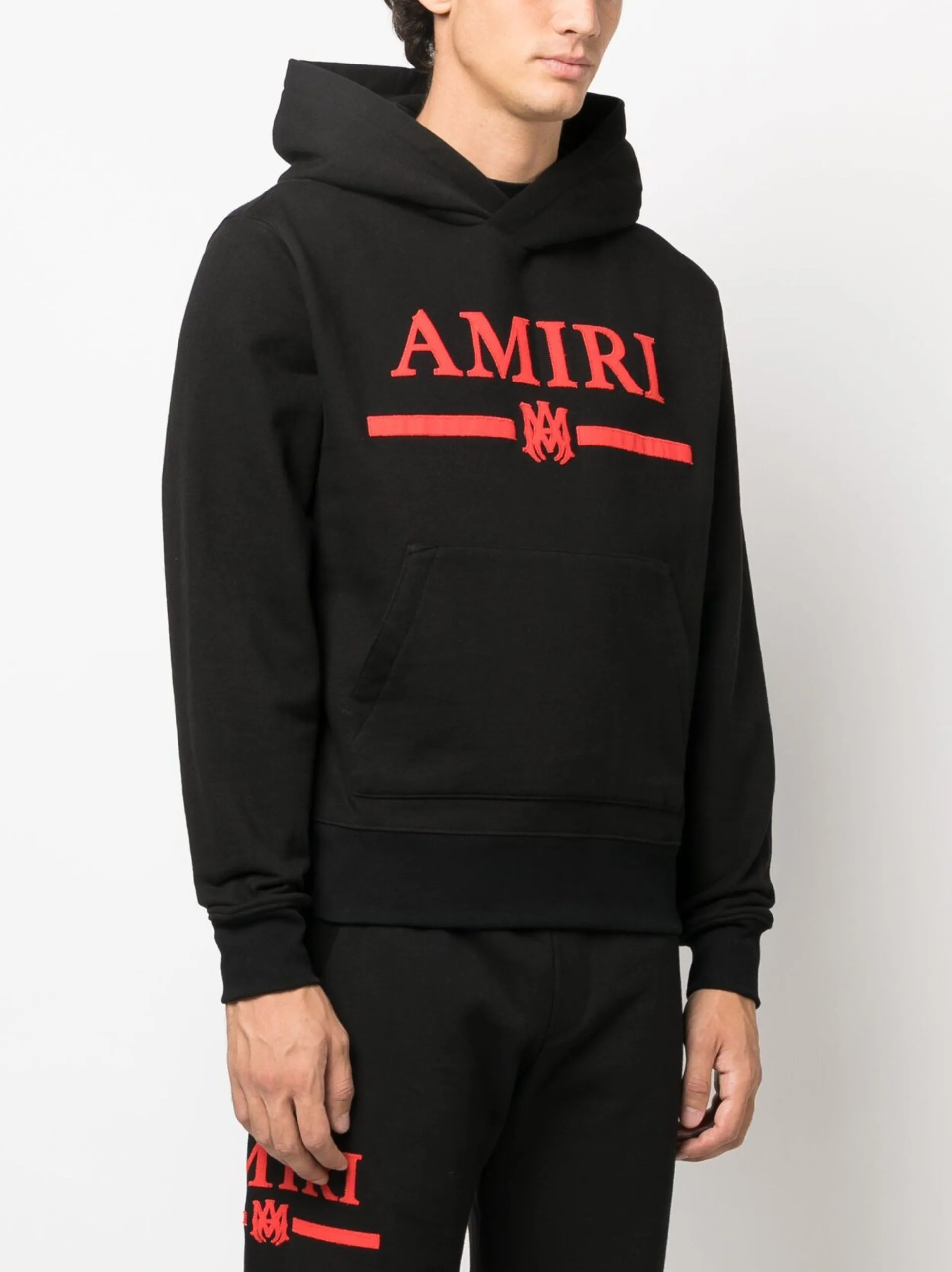 AMIRI  |Street Style Bi-color Long Sleeves Plain Cotton Logo Hoodies