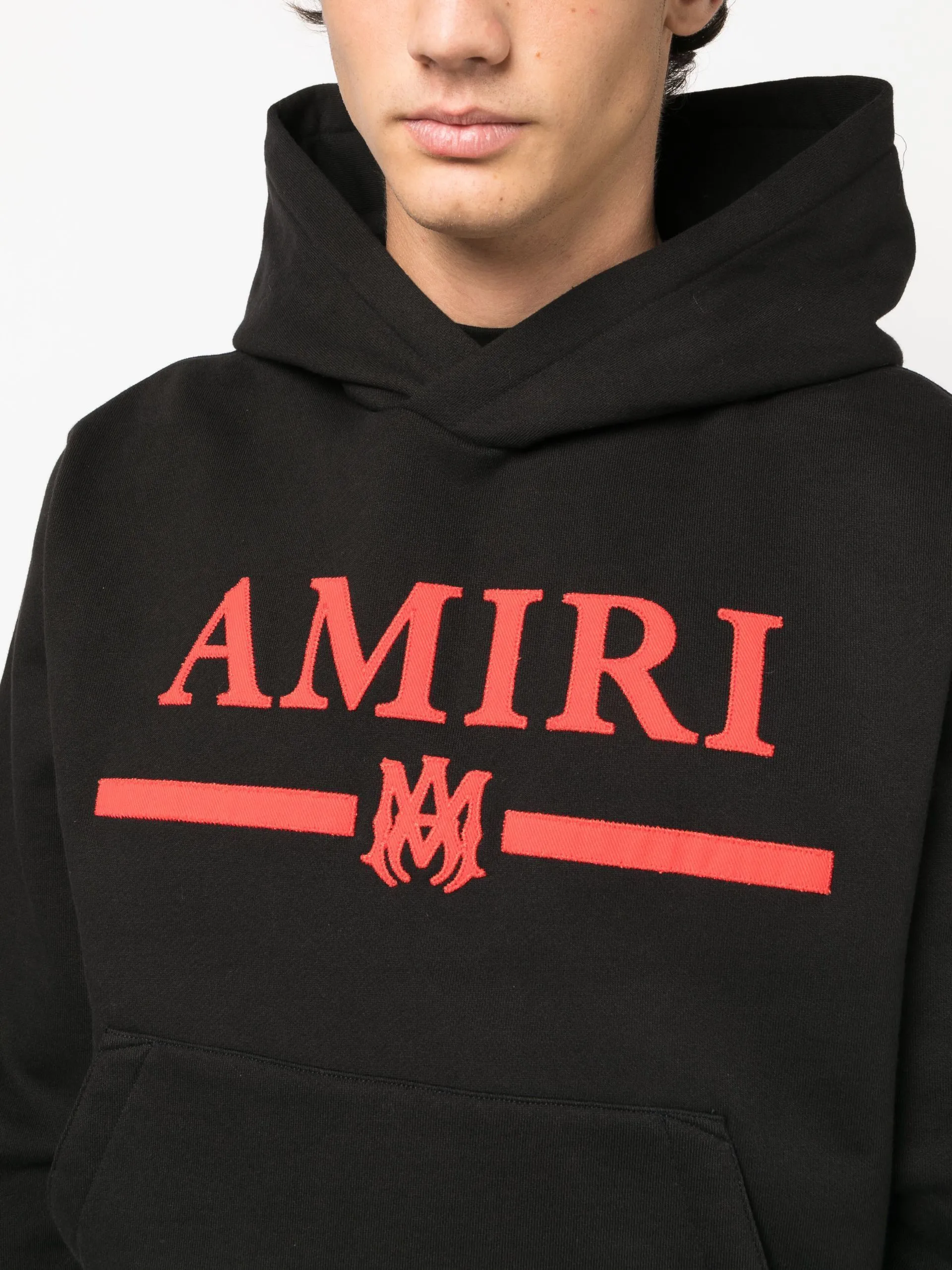 AMIRI  |Street Style Bi-color Long Sleeves Plain Cotton Logo Hoodies