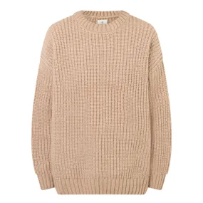 ANINE BING Sydney Rib-Knit Crew Neck Sweater - Camel