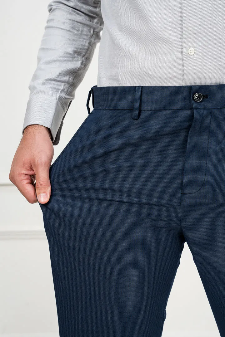 Astro Navy Micro Checks Stretch Pants