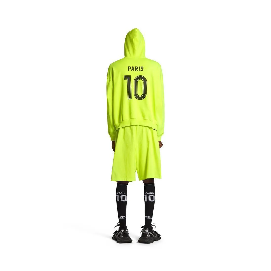 BALENCIAGA  |Men's Paris Soccer Zip-up Hoodie Medium Fit in Neon Yellow