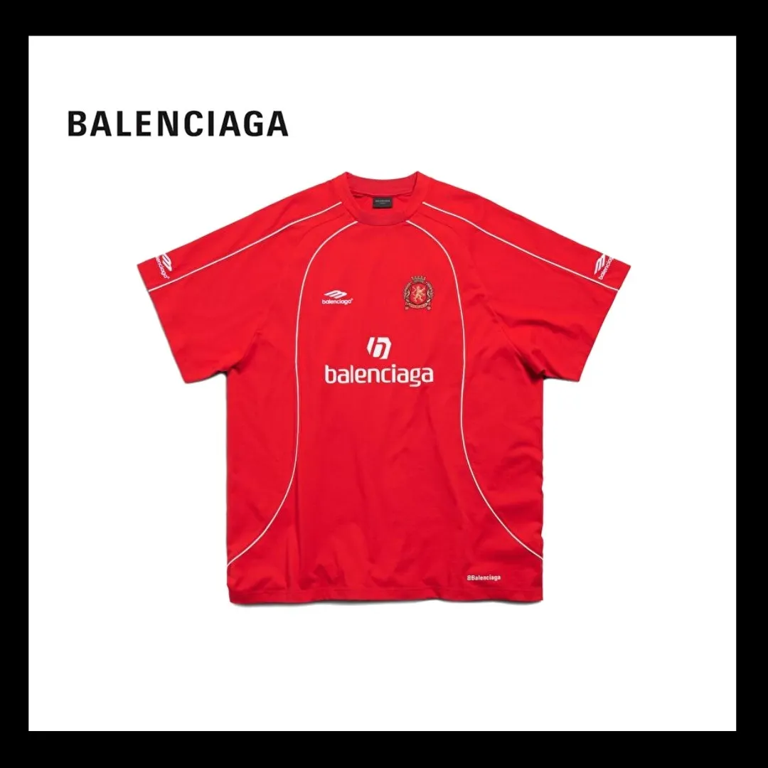 BALENCIAGA  |Soccer T-shirt Oversized in Red/white