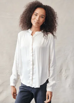 Bella Dahl Smocked Button Down in Winter White