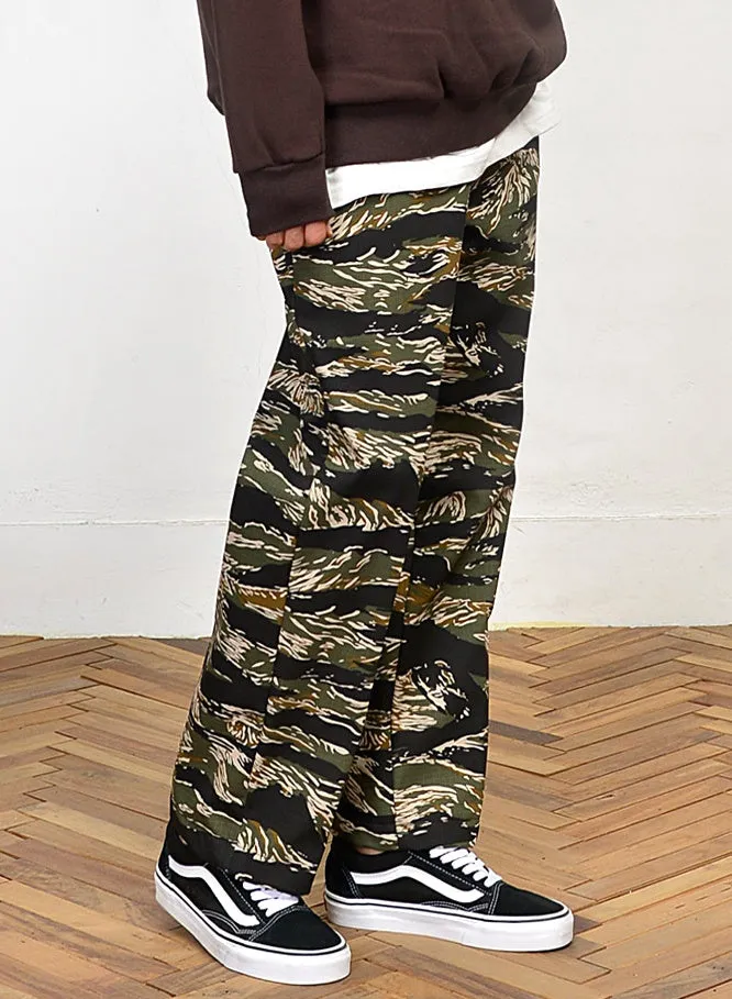 Black Khaki Camouflage Trousers Mens Waistband Casual Pants Relaxed