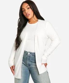 boohoo Womens Plus Soft Rib Knit Slouchy Boyfriend Cardigan