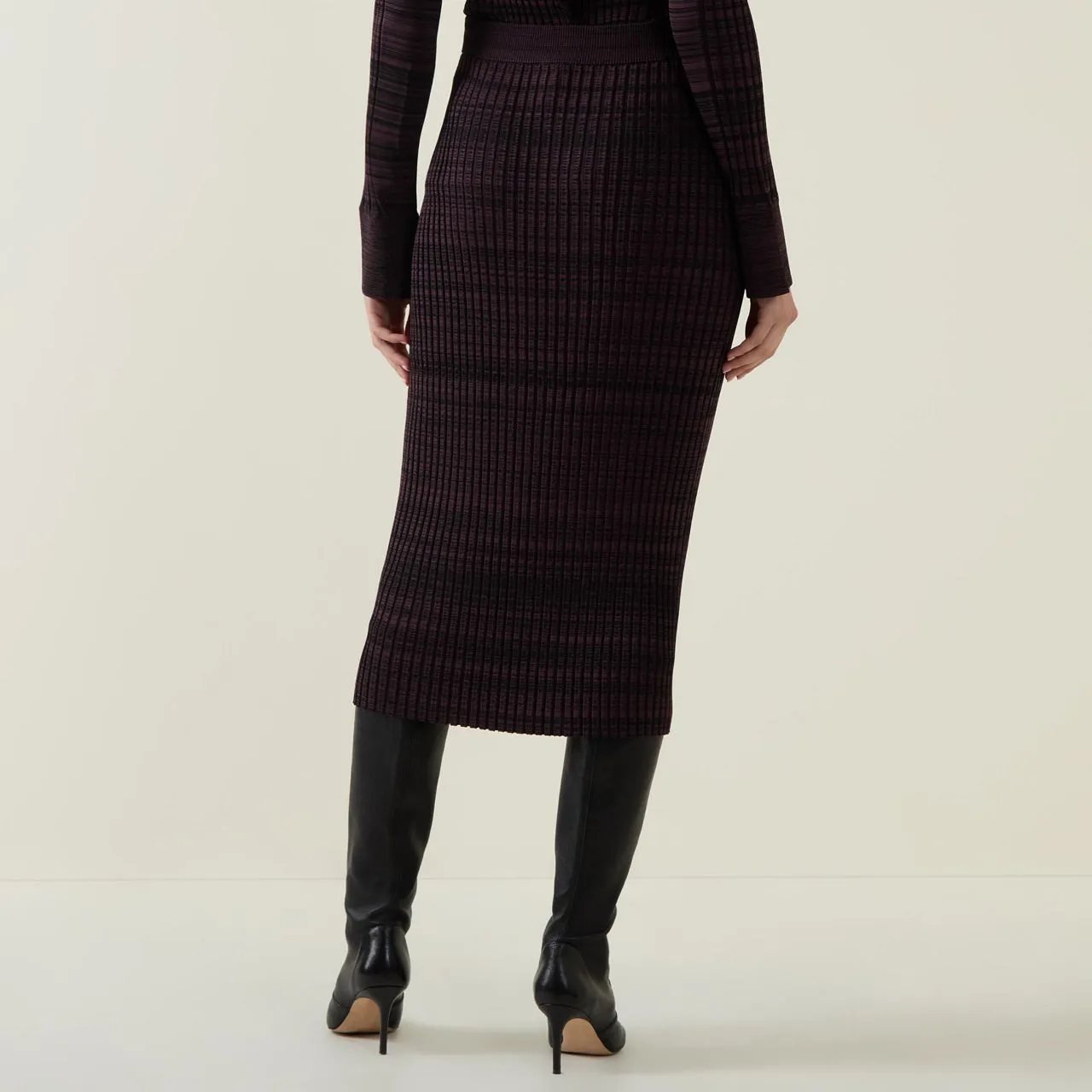 BOSS Farmina Rib-Knit Striped Skirt - Purple