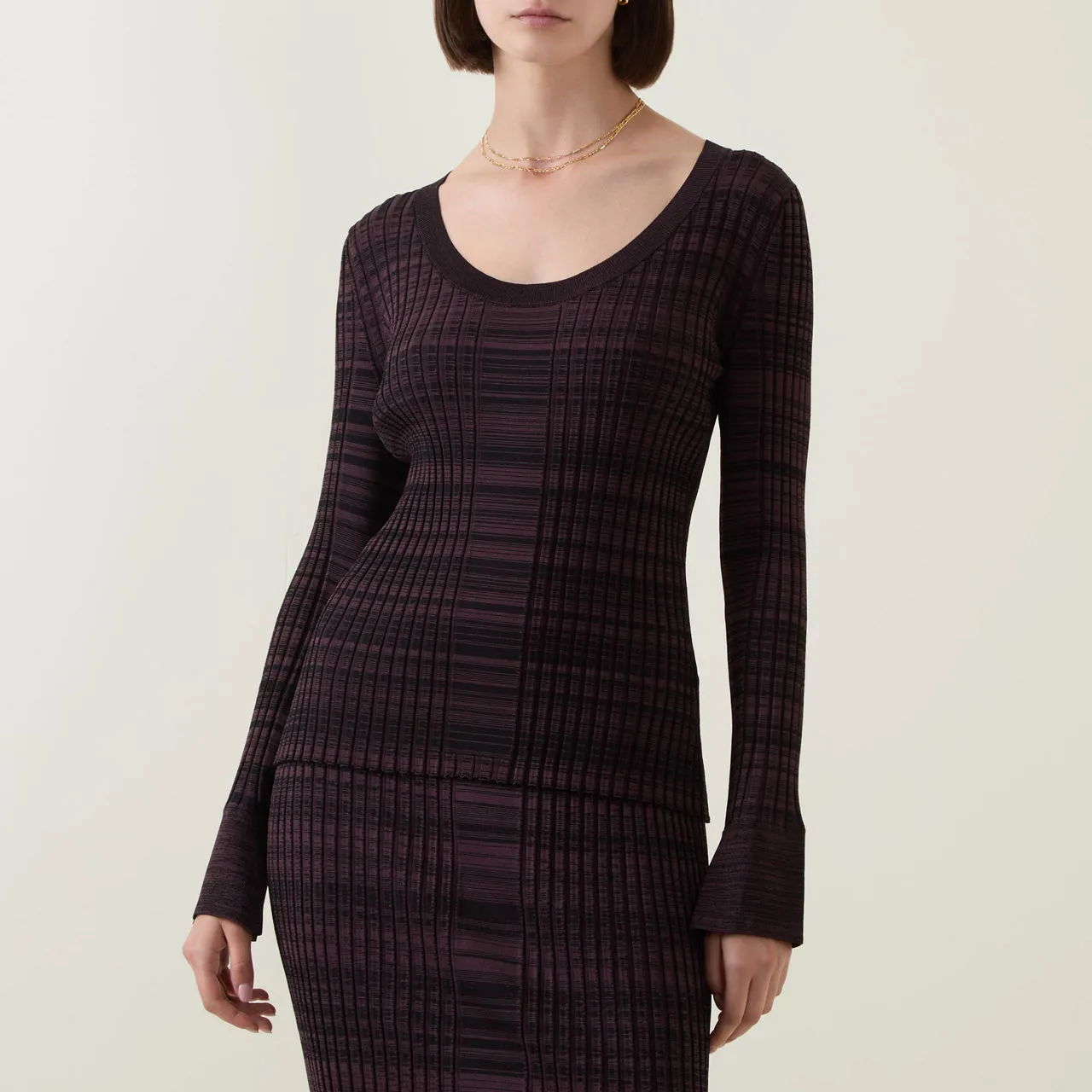 BOSS Firama Rib-Knit Striped Sweater - Purple