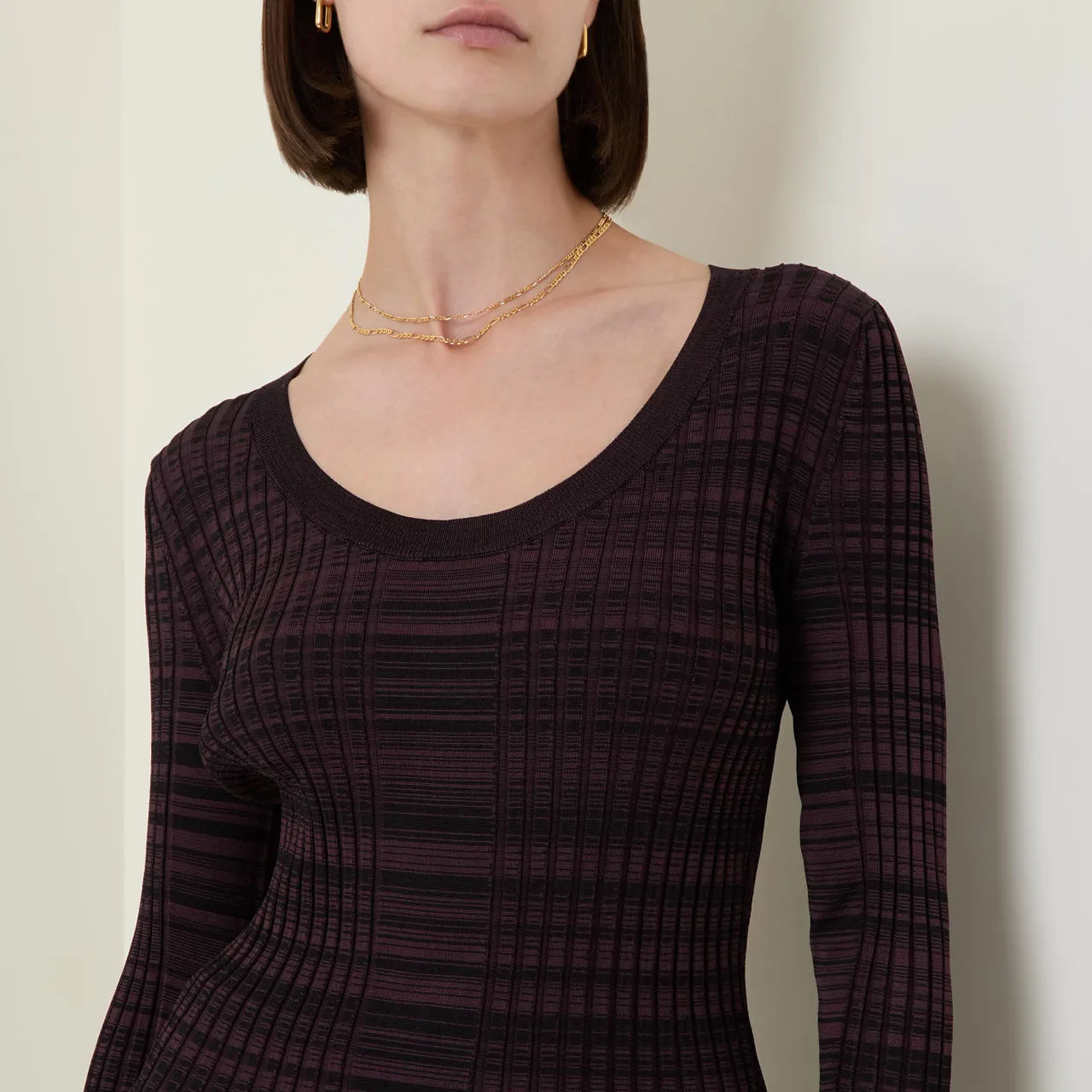 BOSS Firama Rib-Knit Striped Sweater - Purple