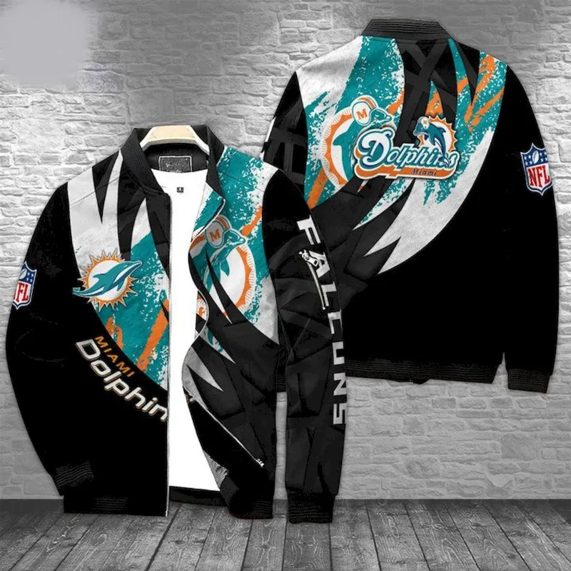 Bradley Miami Dolphins Black Bomber Jacket - William Jacket