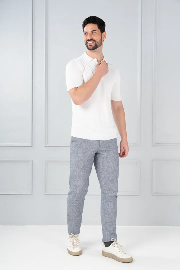 Brewers Blue Checks Linen Cotton Pants