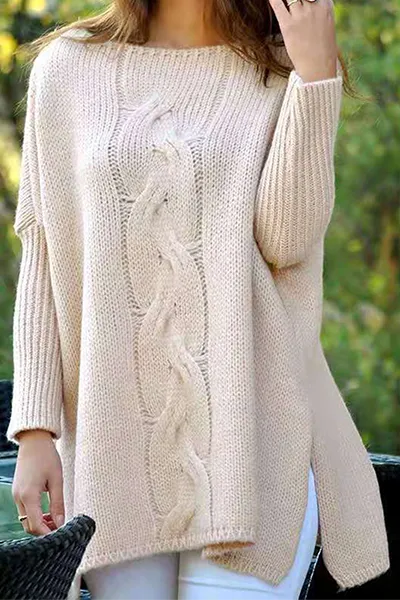 Casual Solid Slit O Neck Sweater(6 Colors)