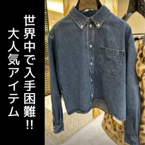 CELINE  |Cropped shirt in union ocean wash denim