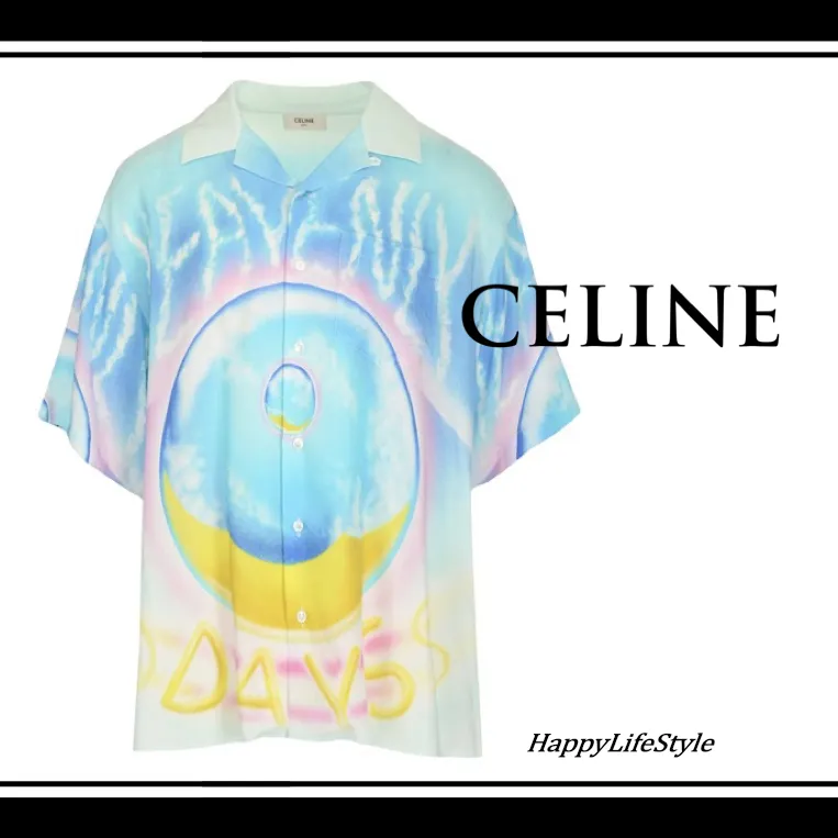 CELINE  |Short Sleeves Oversized Printed Shirt Luxury Shirts