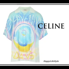 CELINE  |Short Sleeves Oversized Printed Shirt Luxury Shirts