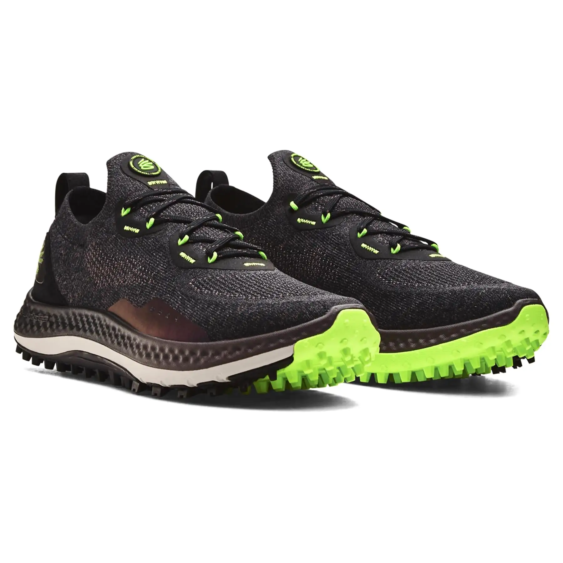 Charged Curry Spikeless Golf Shoes Black/Ash Taupee/Lime Surge - SS23