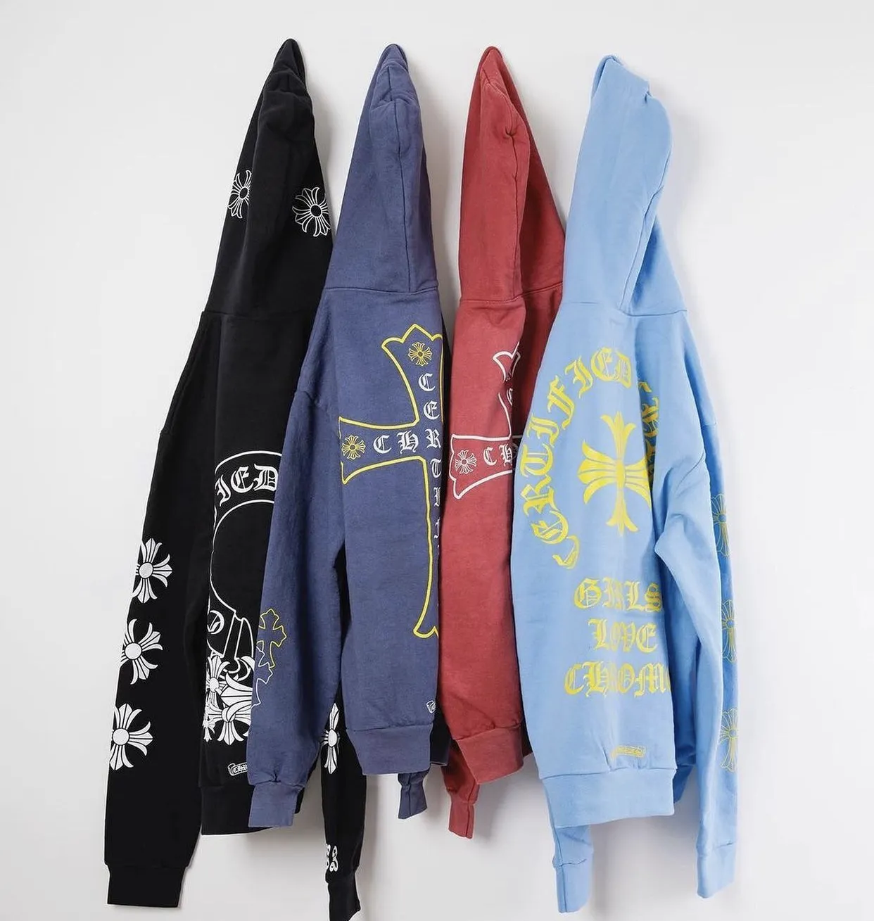 CHROME HEARTS  |Unisex Blended Fabrics Street Style Collaboration Hoodies