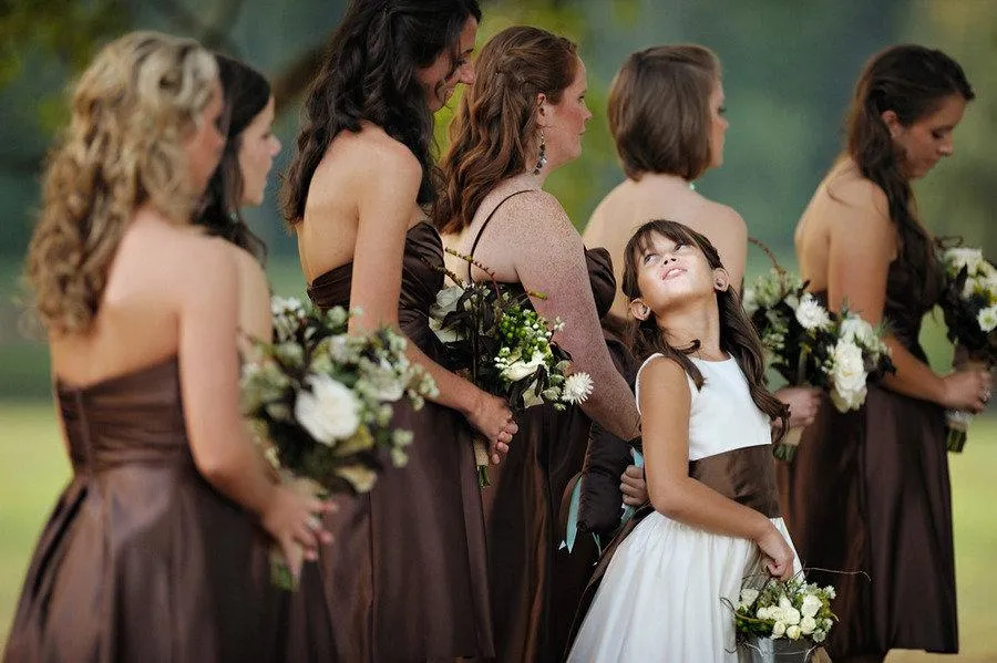 Coffee Color Short Country Style Strapless Bridesmaid Dresses with Boots