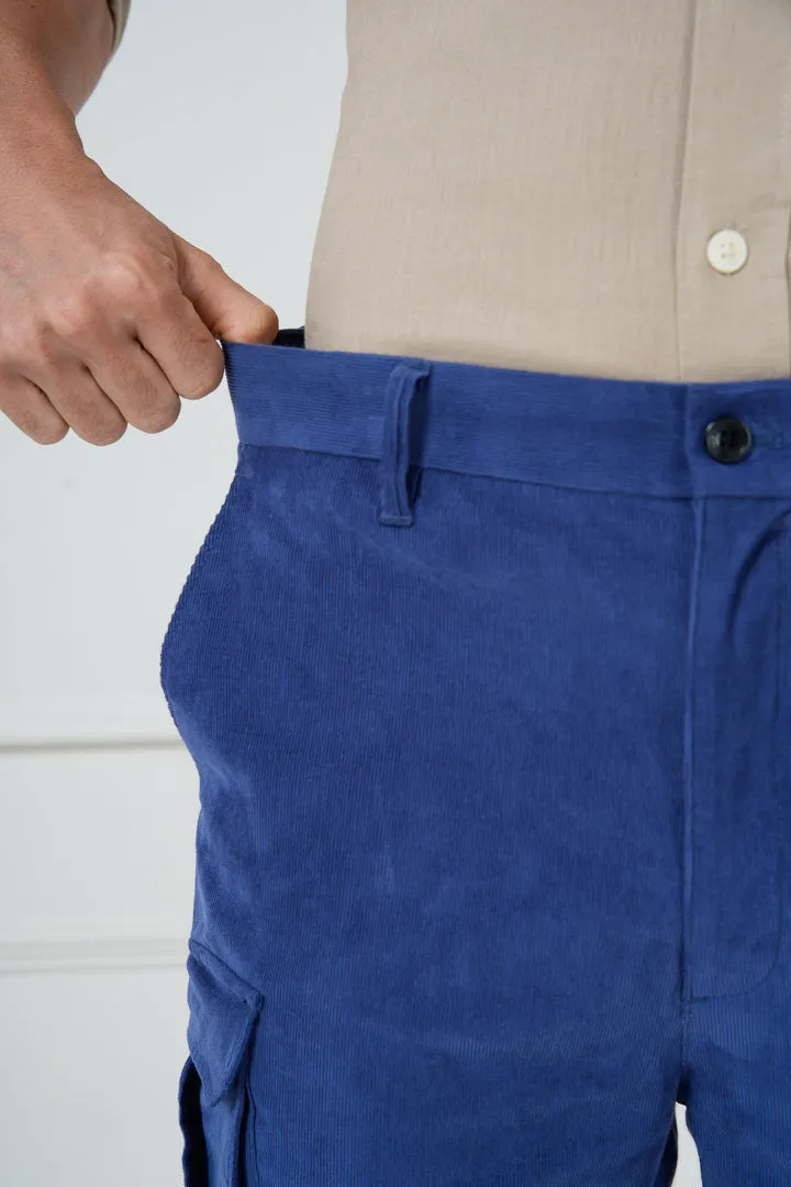 Columbia Blue Corduroy Stretch Cargo Shorts