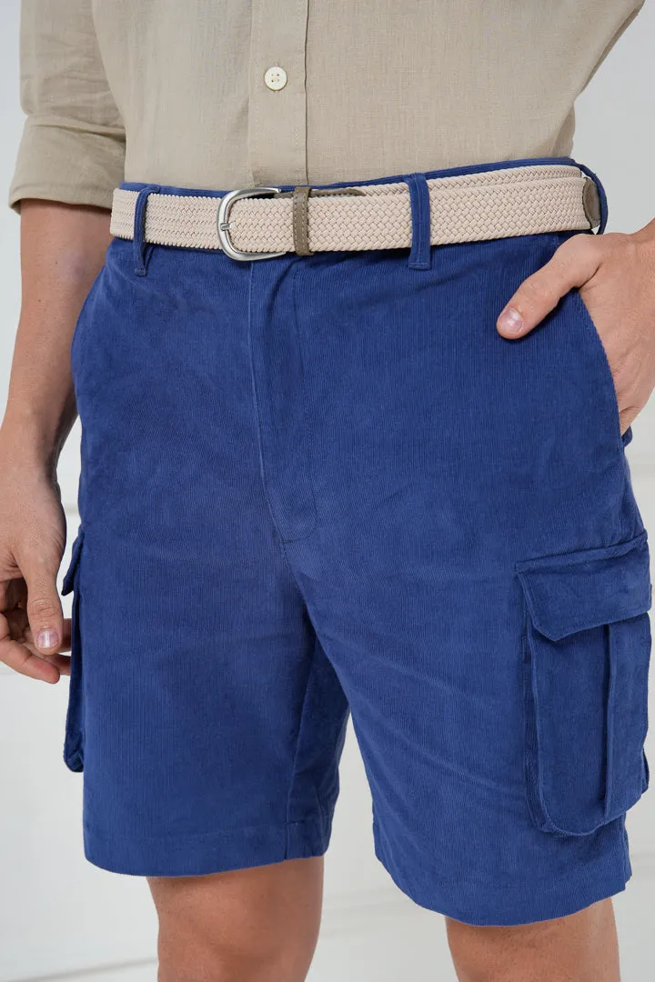 Columbia Blue Corduroy Stretch Cargo Shorts