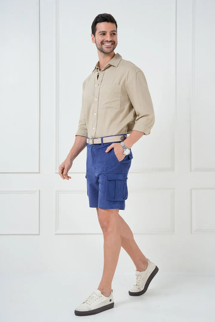 Columbia Blue Corduroy Stretch Cargo Shorts