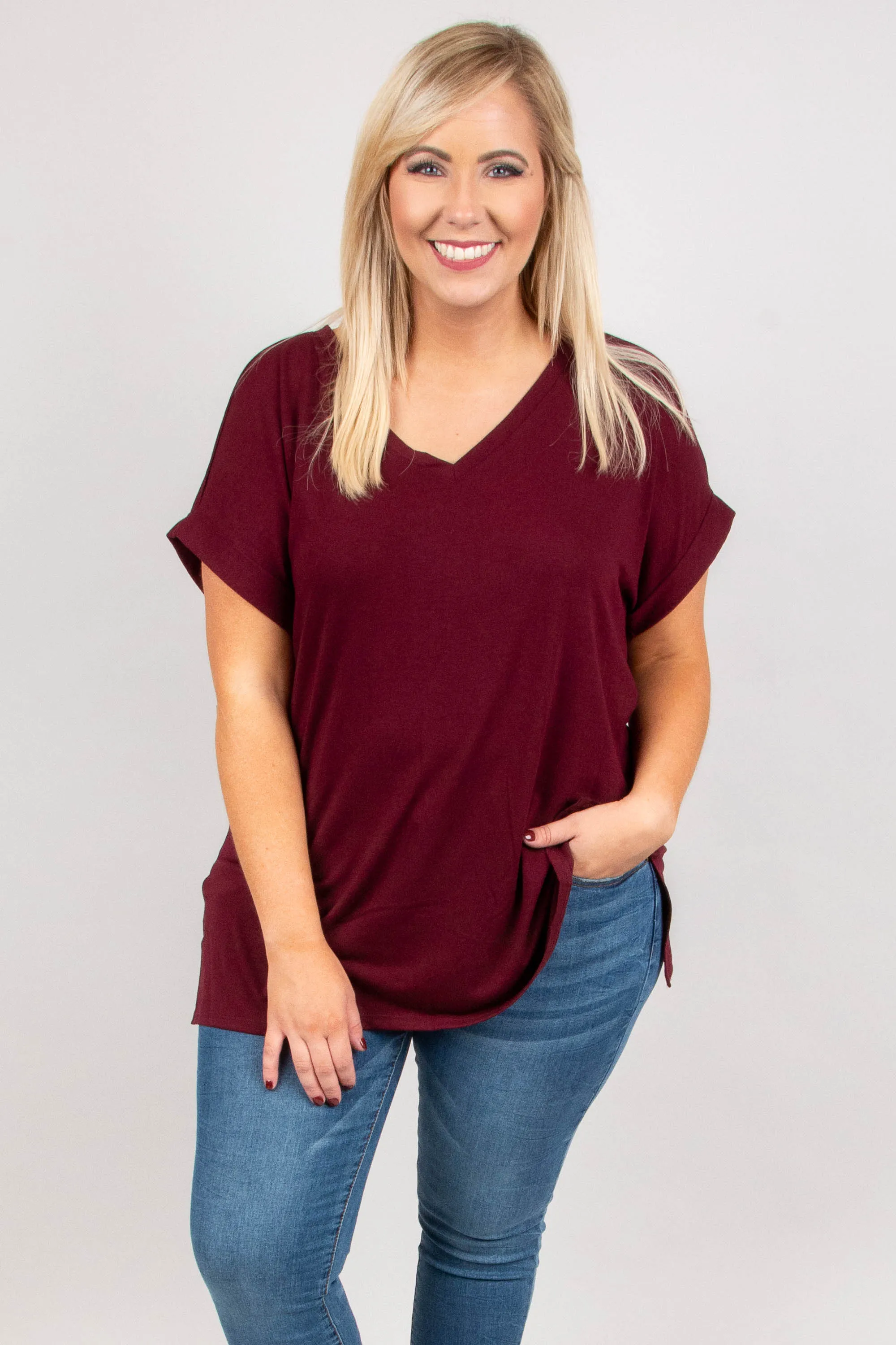 Comfy Travels Top, Dark Burgundy