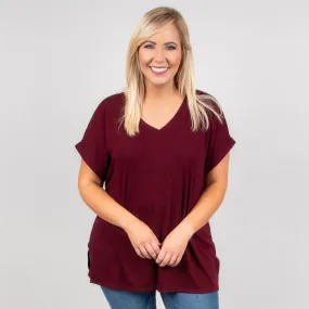 Comfy Travels Top, Dark Burgundy