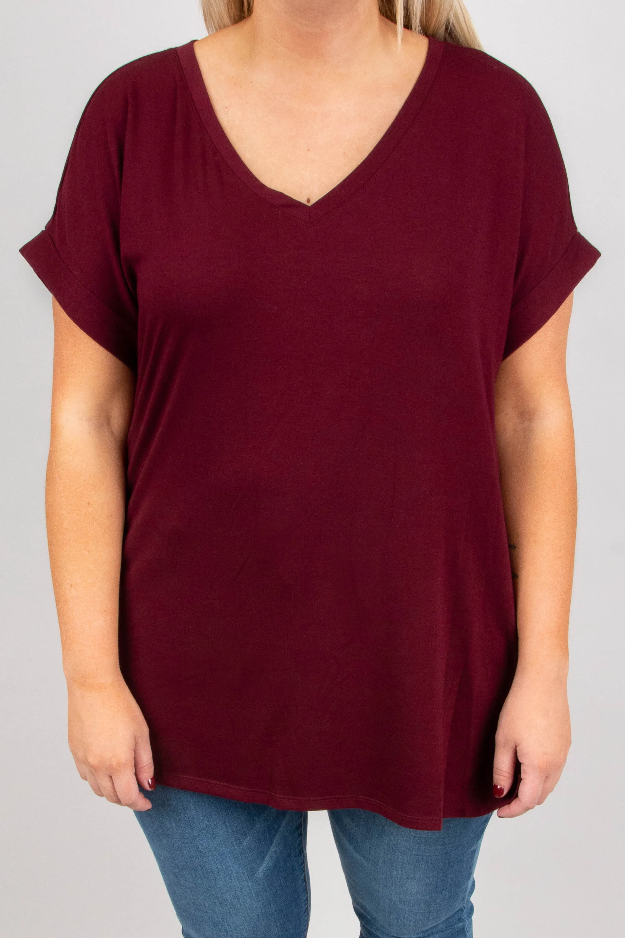 Comfy Travels Top, Dark Burgundy