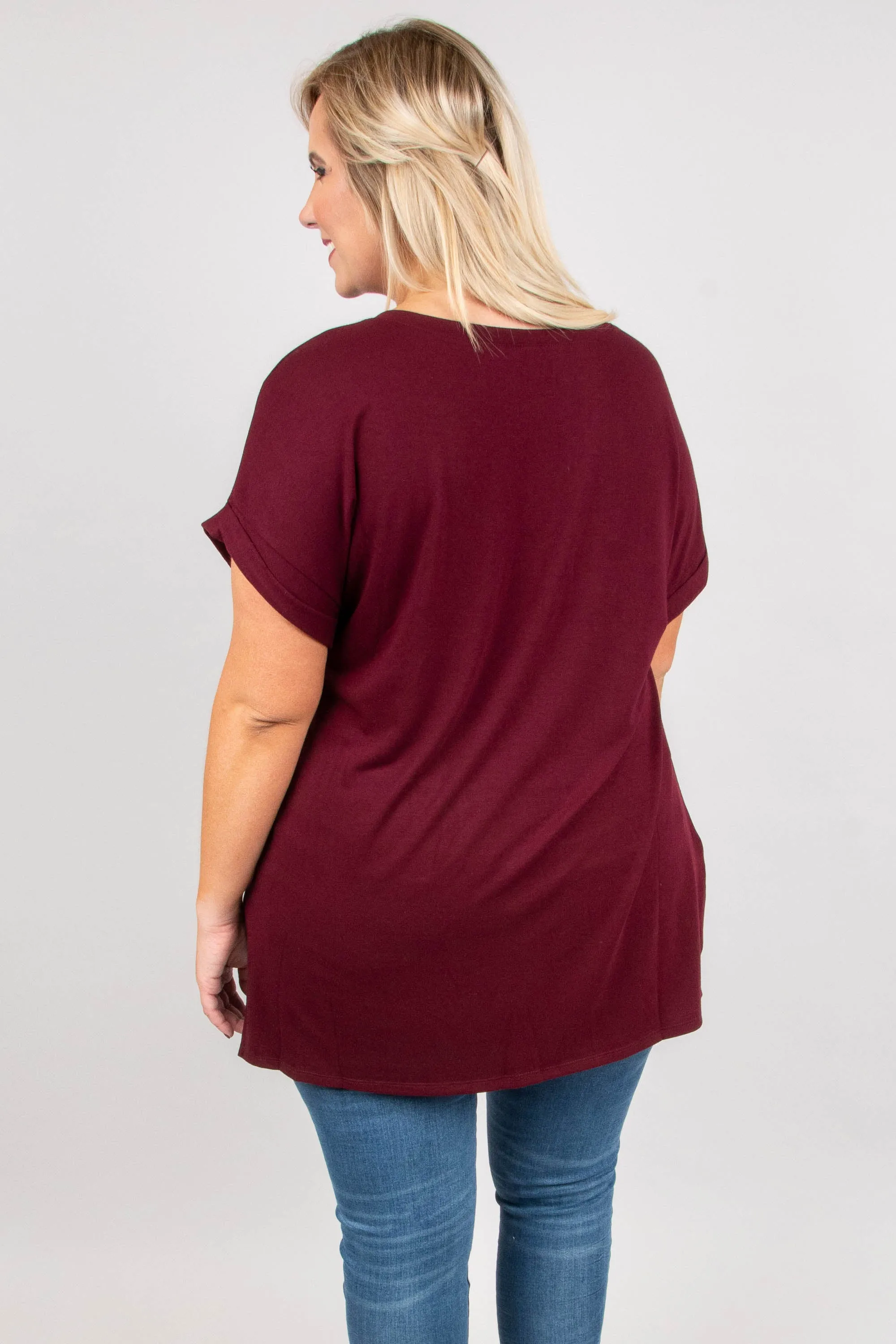 Comfy Travels Top, Dark Burgundy