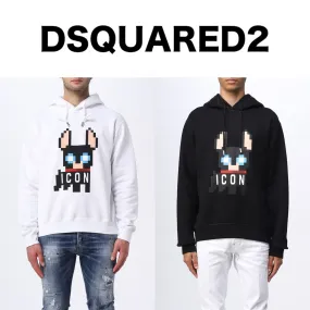 D SQUARED2  |Unisex Street Style Long Sleeves Plain Cotton Logo Luxury