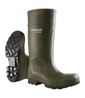 D460933 purofort pro non-safety / mens boots / plain rubber wellingtons green Dunlop