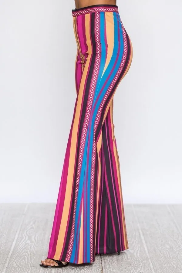 Demi Flare Scuba Multi-Colored Strip Print Pant