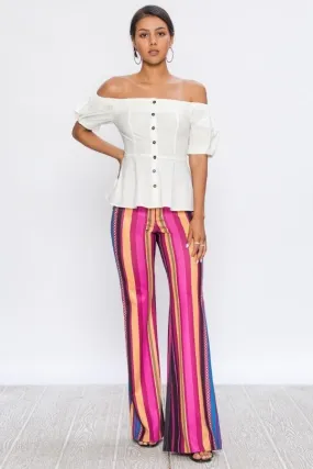 Demi Flare Scuba Multi-Colored Strip Print Pant