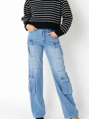 DENIM CARGO JEANS