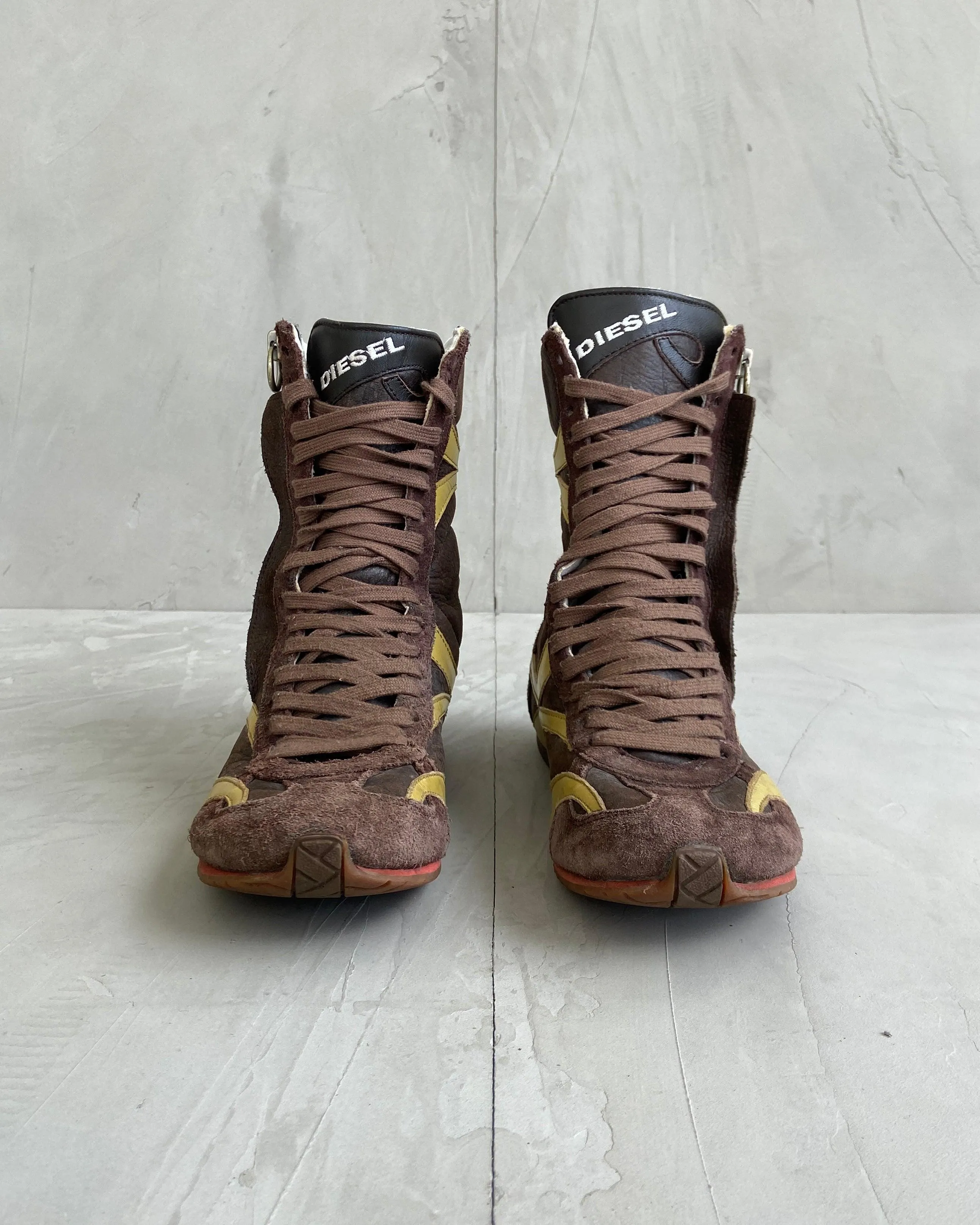 DIESEL LEATHER & SUEDE BOXING BOOTS - UK 5.5