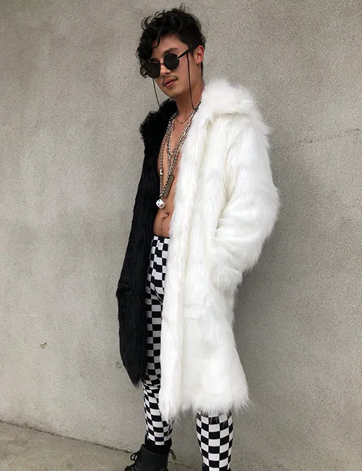 DOOF DADDY FAUX FUR JACKET - BLACK & WHITE  MADE 4 U 