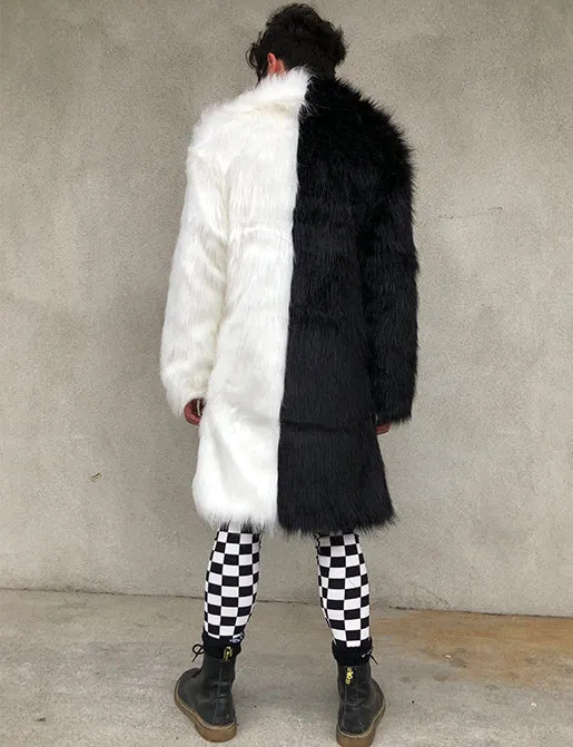 DOOF DADDY FAUX FUR JACKET - BLACK & WHITE  MADE 4 U 