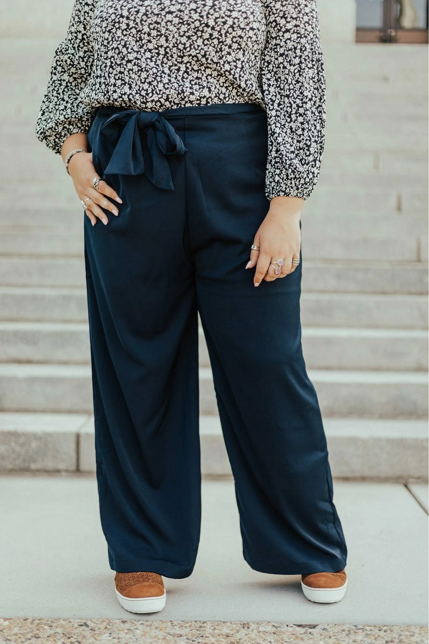 Emma High Waist Pants Two Navy