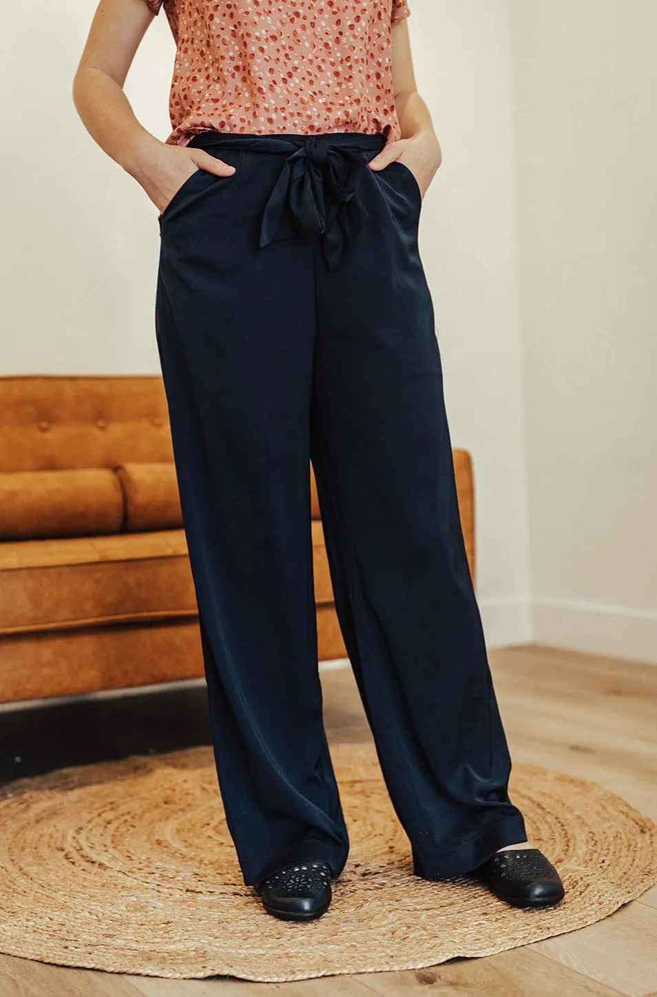 Emma High Waist Pants Two Navy