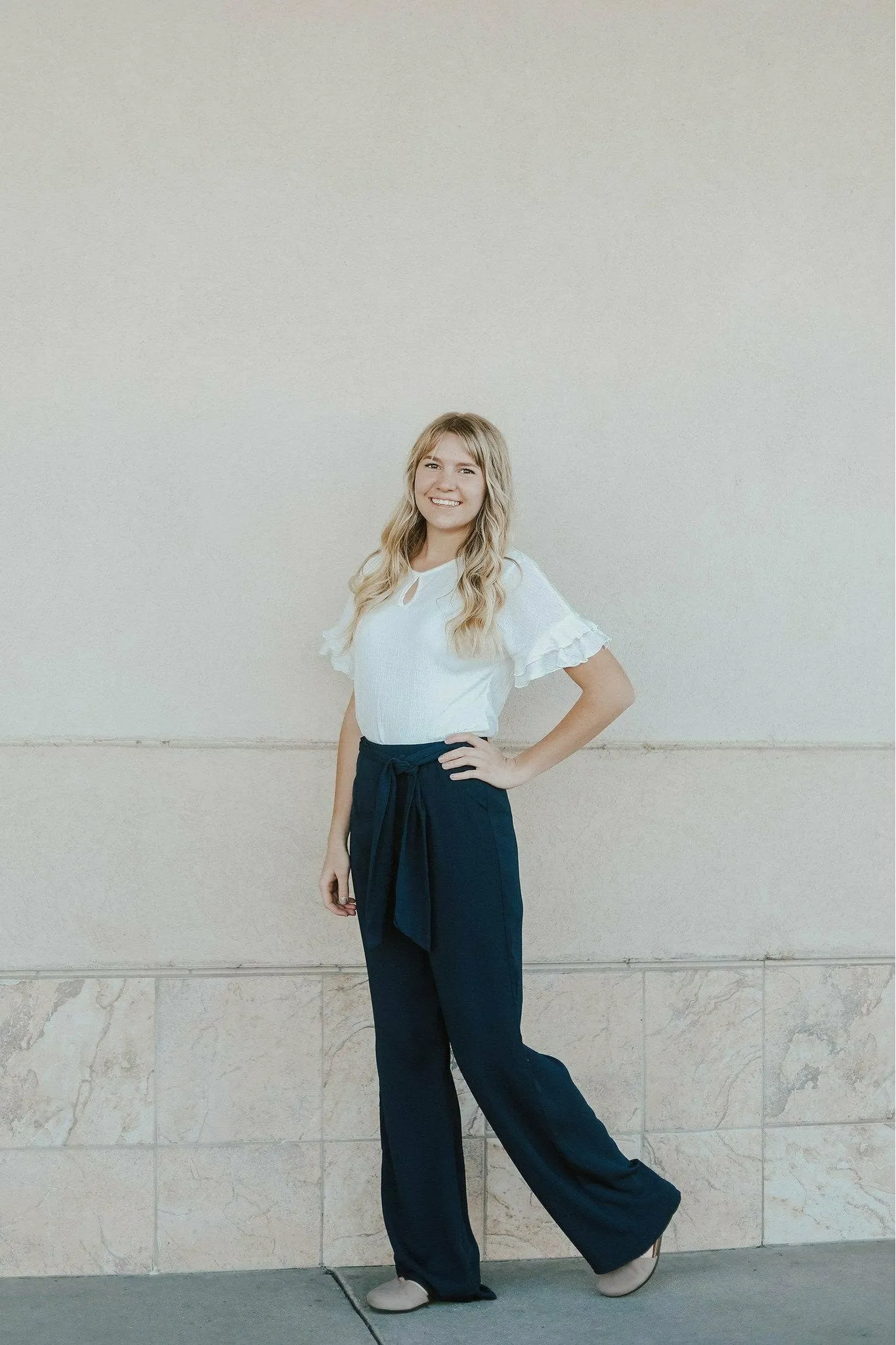 Emma High Waist Pants Two Navy