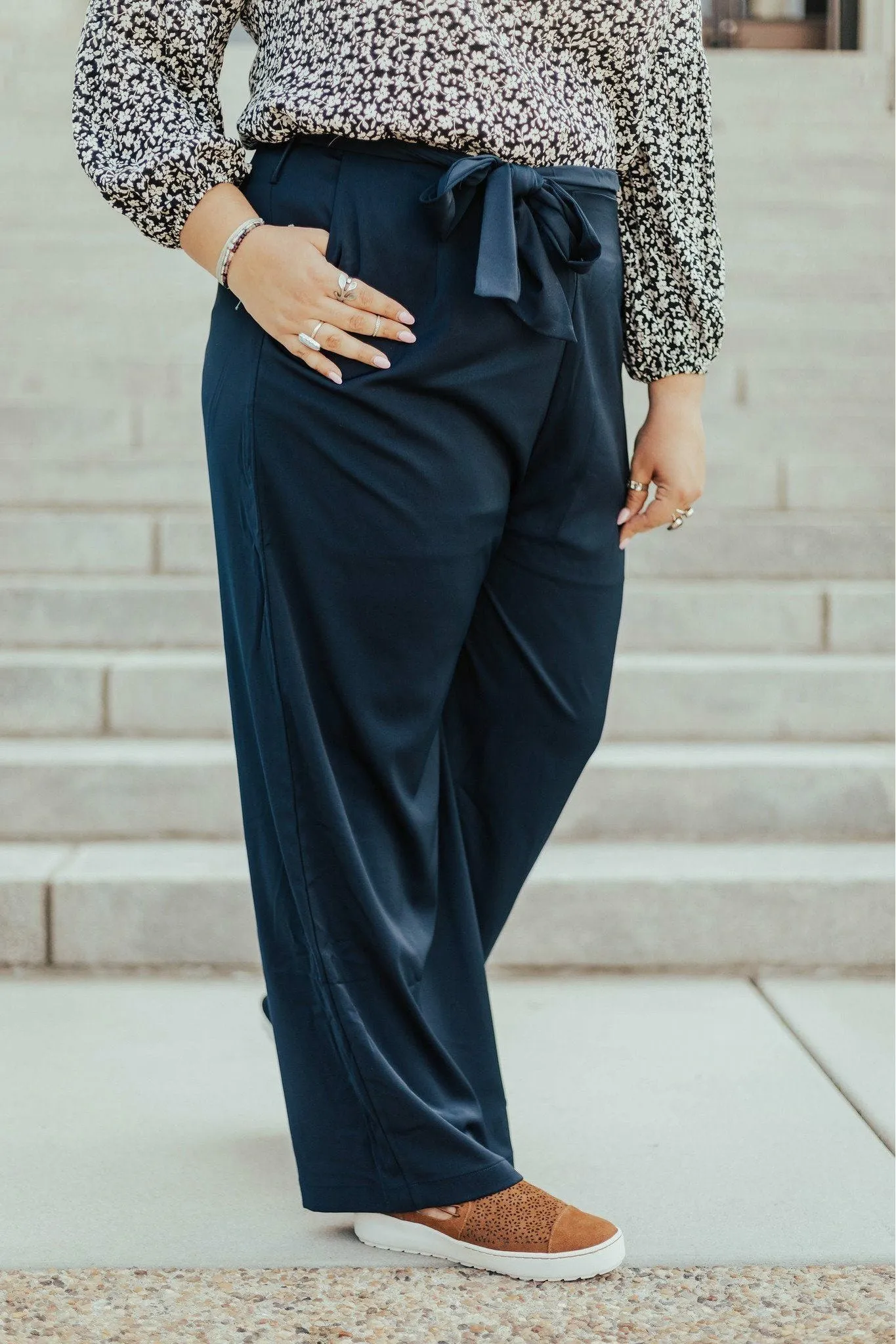 Emma High Waist Pants Two Navy