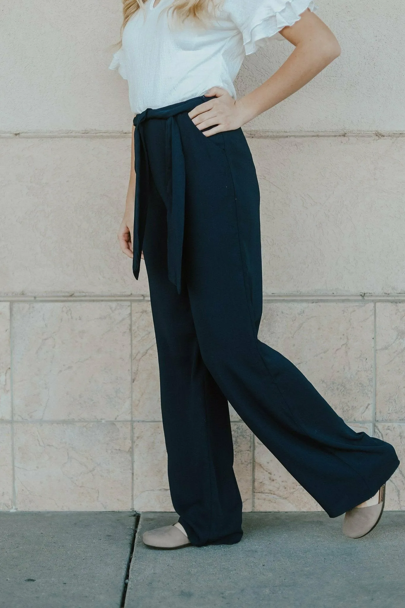 Emma High Waist Pants Two Navy