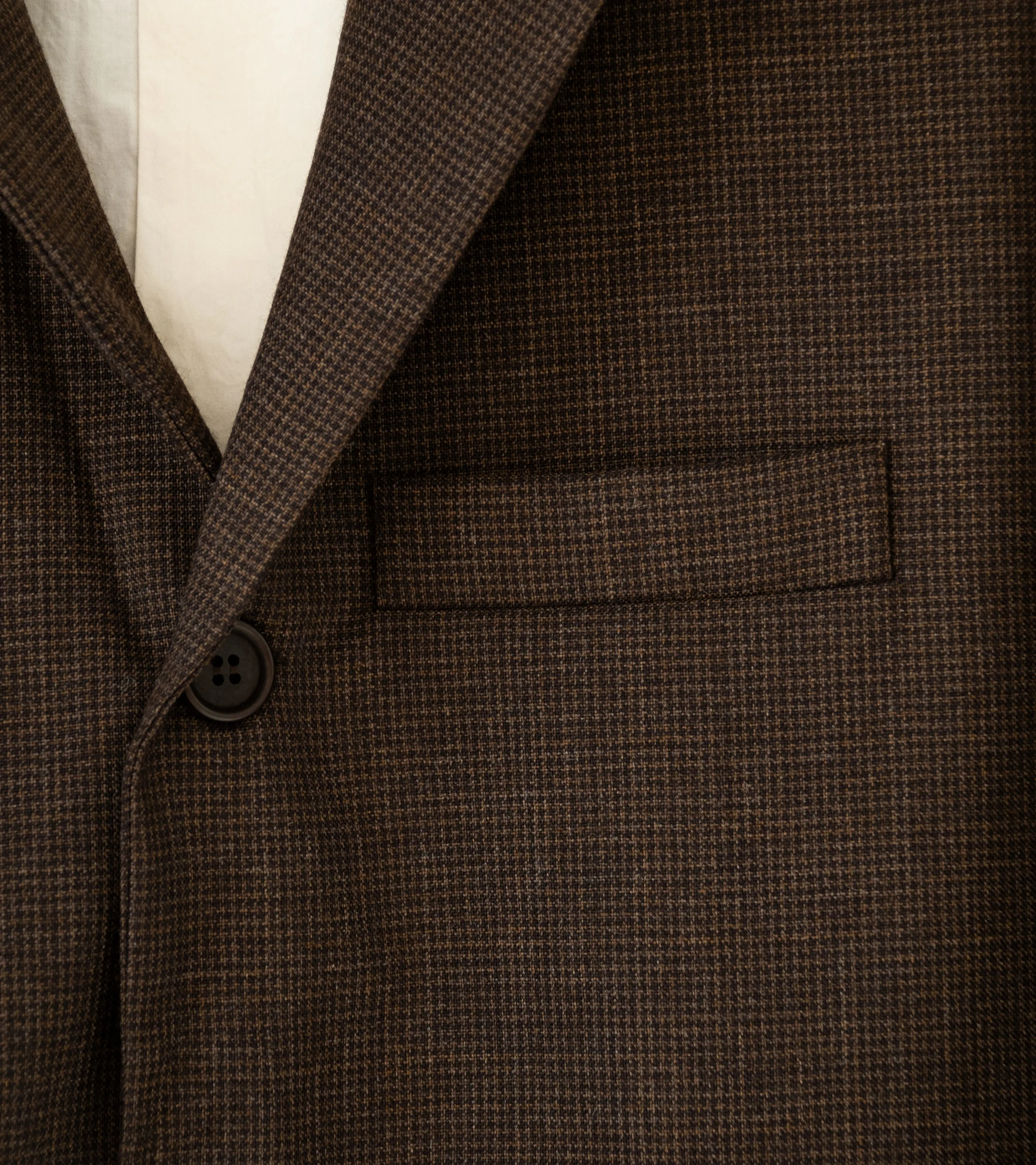 Evan Kinori 'Three Button Jacket' (Brown Fox Worsted Wool Puppytooth)