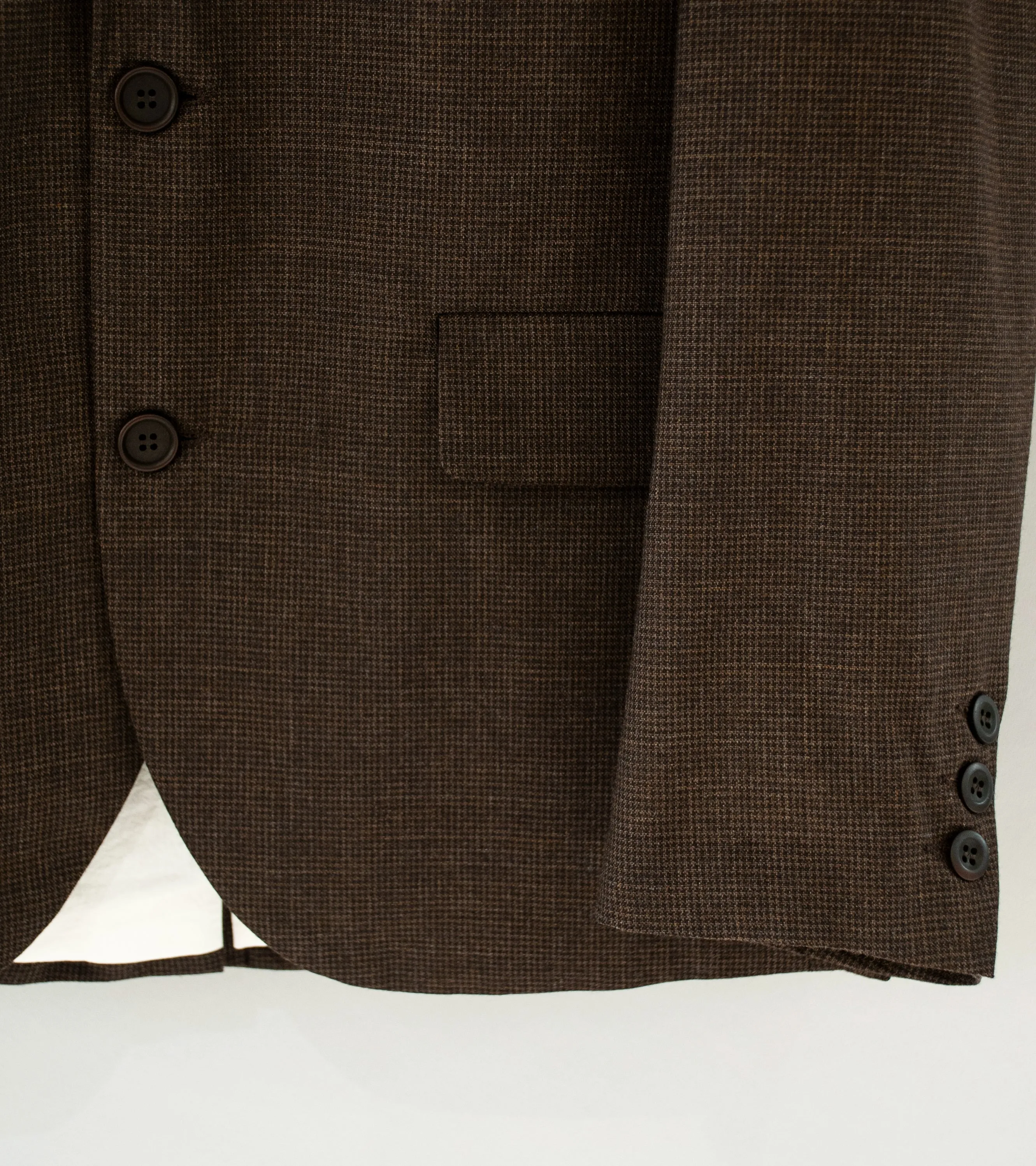 Evan Kinori 'Three Button Jacket' (Brown Fox Worsted Wool Puppytooth)